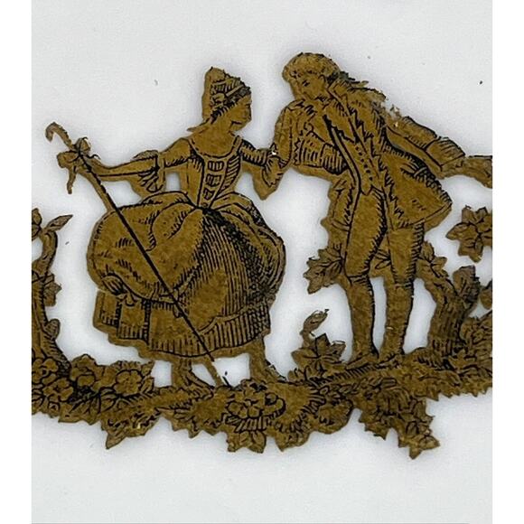 ANDREA by SADEK 4" COURTING COUPLE Saucer Trinket Dishes PALE Pink/GOLD Lot of 7 - Picture 7 of 10